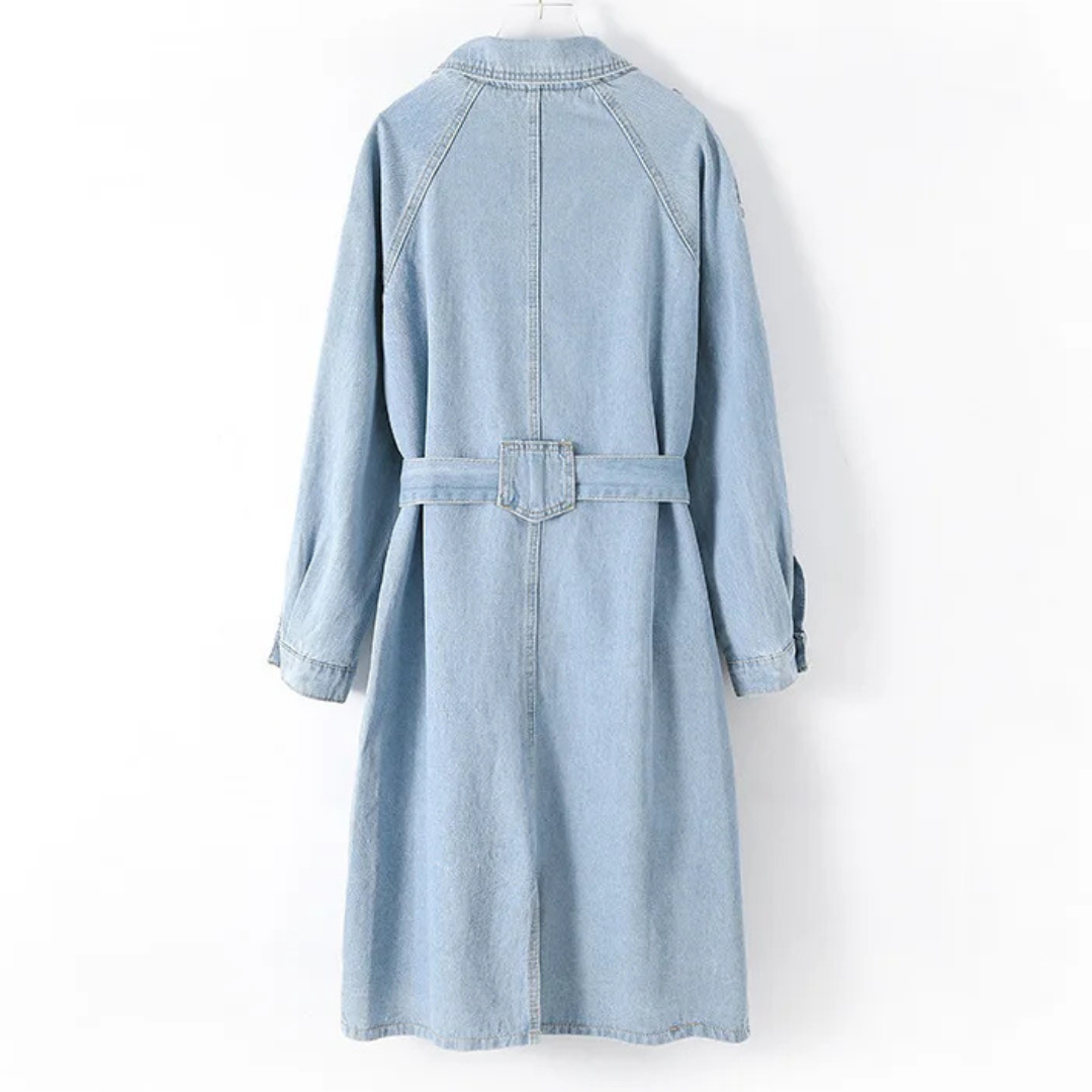 ADRIANA LUCILLE DENIM LONG TRENCH