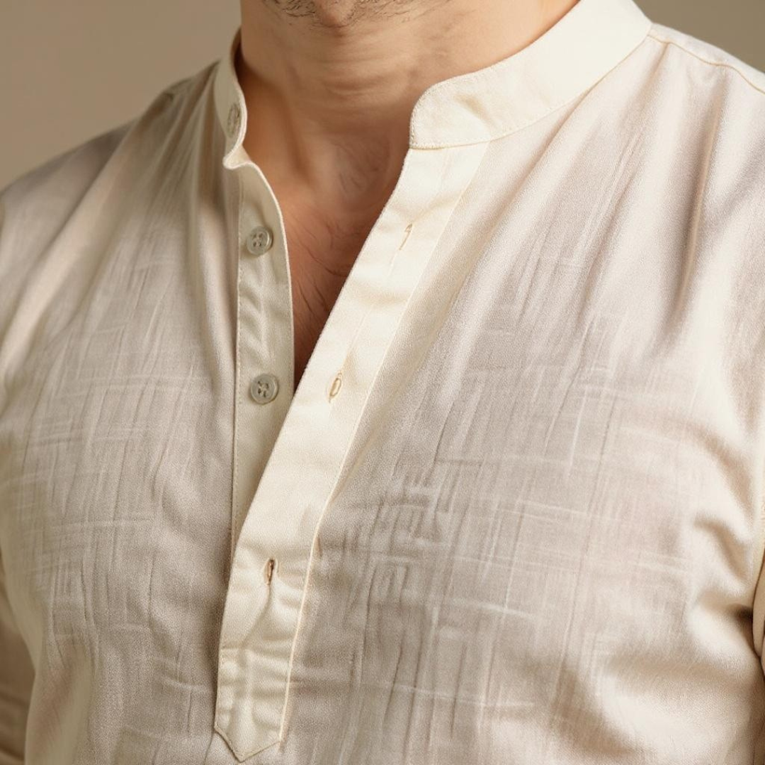 RAFFAELE DARIO LINEN MANDARIN SHIRT