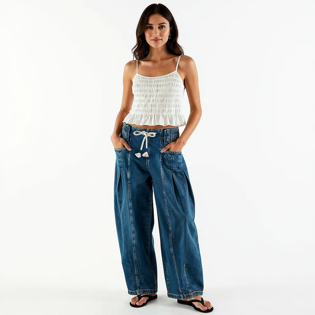 GIULIA FRANCESCA DRAWSTRING WIDE-LEG JEANS