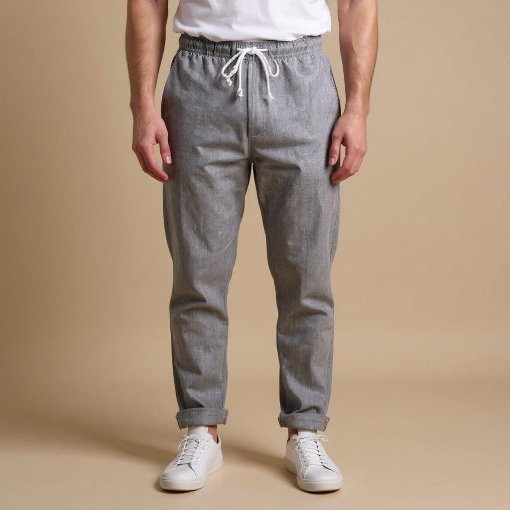 MASSIMO ENZO STRIPED LINEN PANT