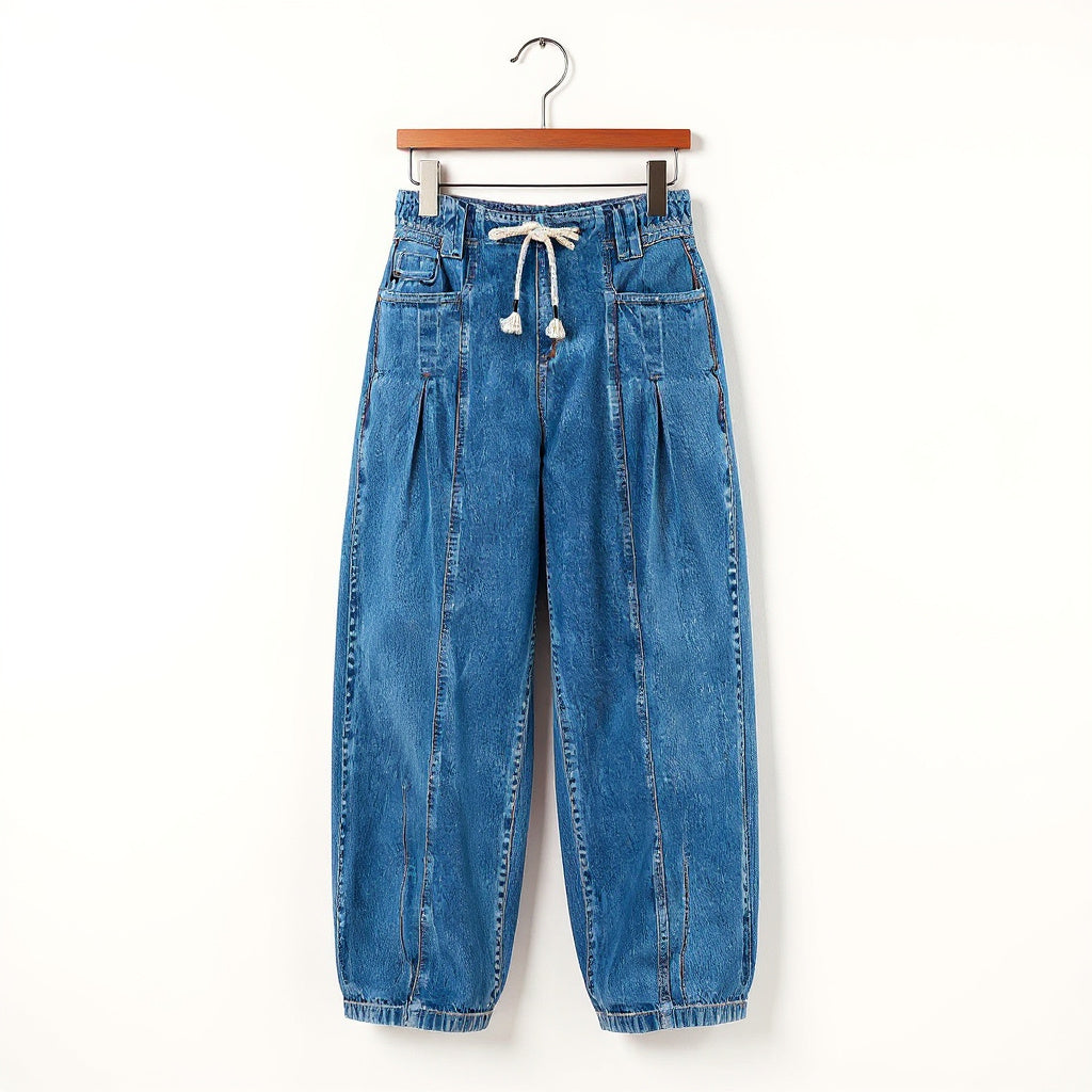 GIULIA FRANCESCA DRAWSTRING WIDE-LEG JEANS