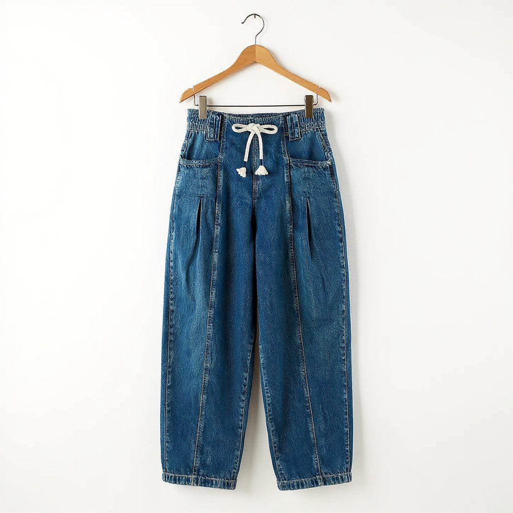 GIULIA FRANCESCA DRAWSTRING WIDE-LEG JEANS