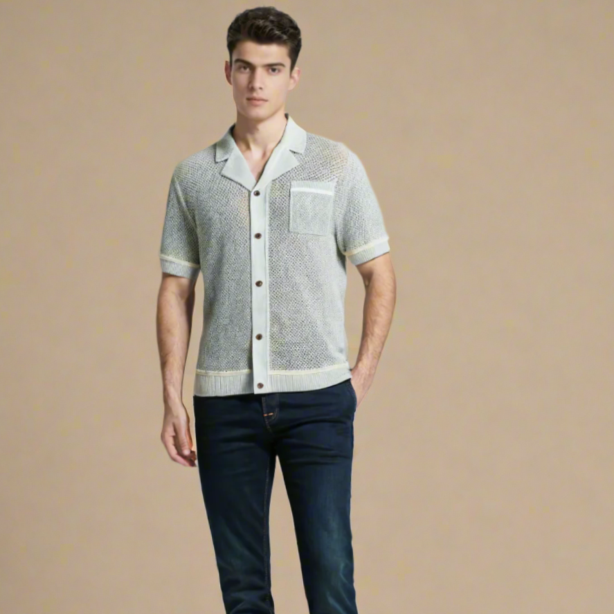 GIOVANNI ALESSIO MESH KNIT POLO SHIRT