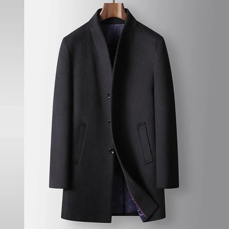 GIANNI CARLO WOOL V-COLLAR COAT