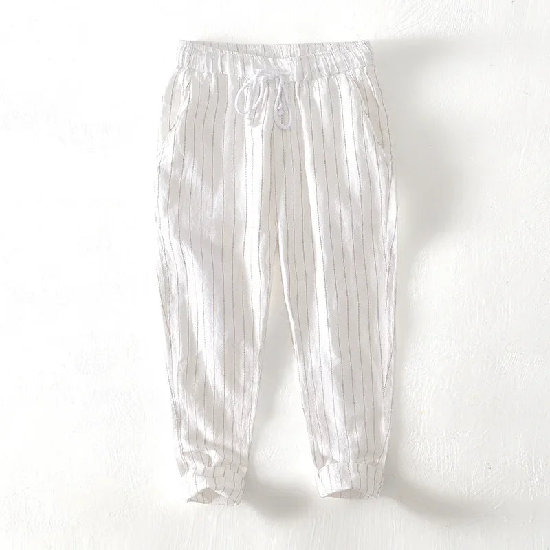 MASSIMO ENZO STRIPED LINEN PANT