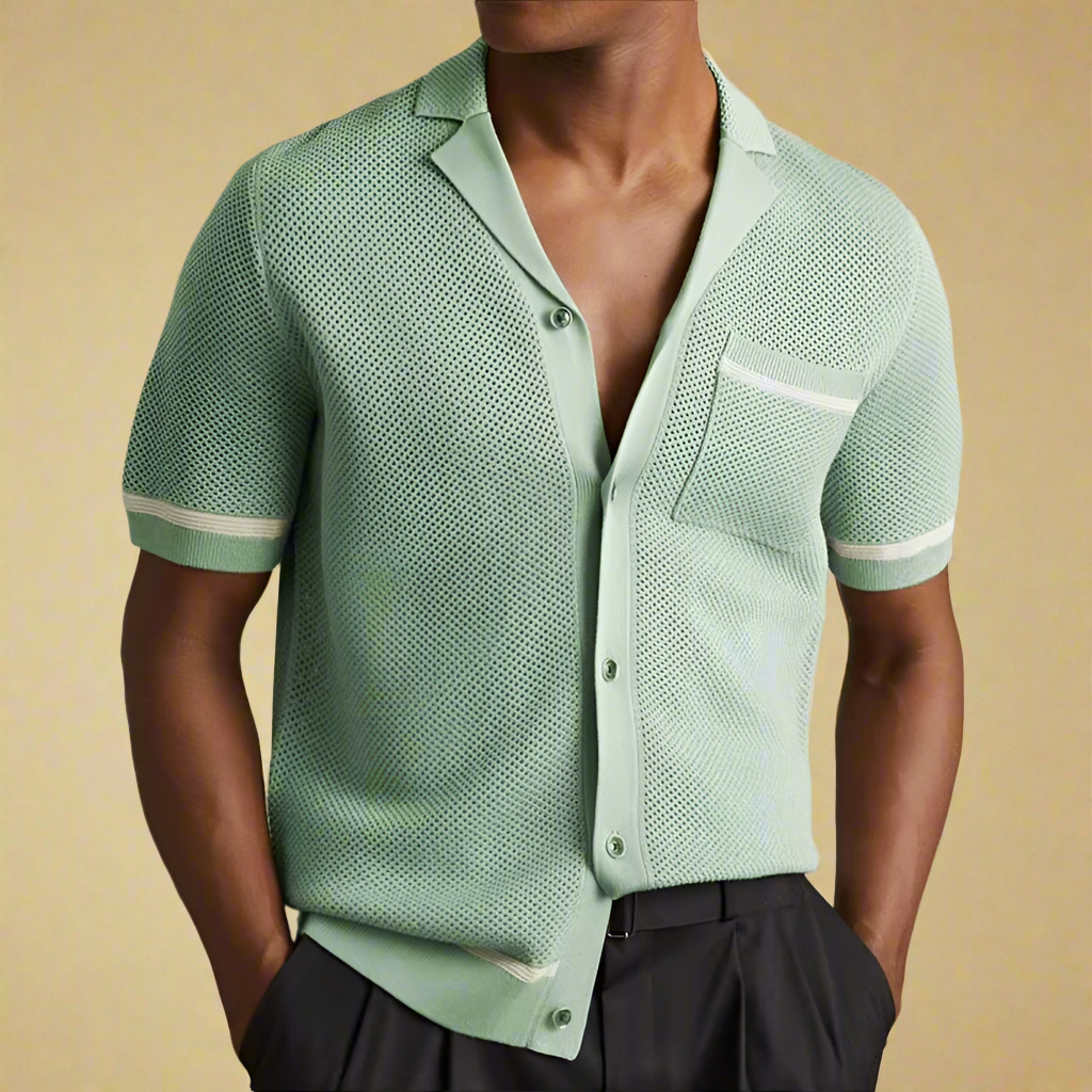 GIOVANNI ALESSIO MESH KNIT POLO SHIRT
