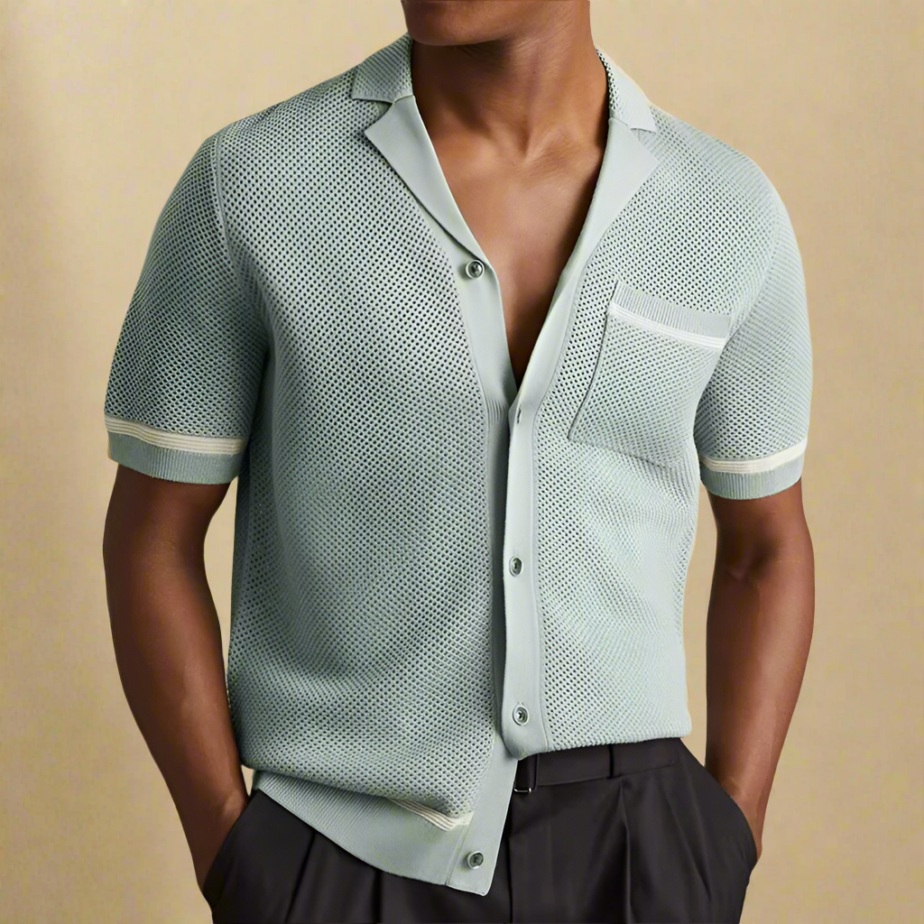 GIOVANNI ALESSIO MESH KNIT POLO SHIRT