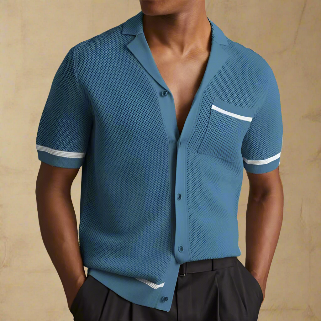 GIOVANNI ALESSIO MESH KNIT POLO SHIRT
