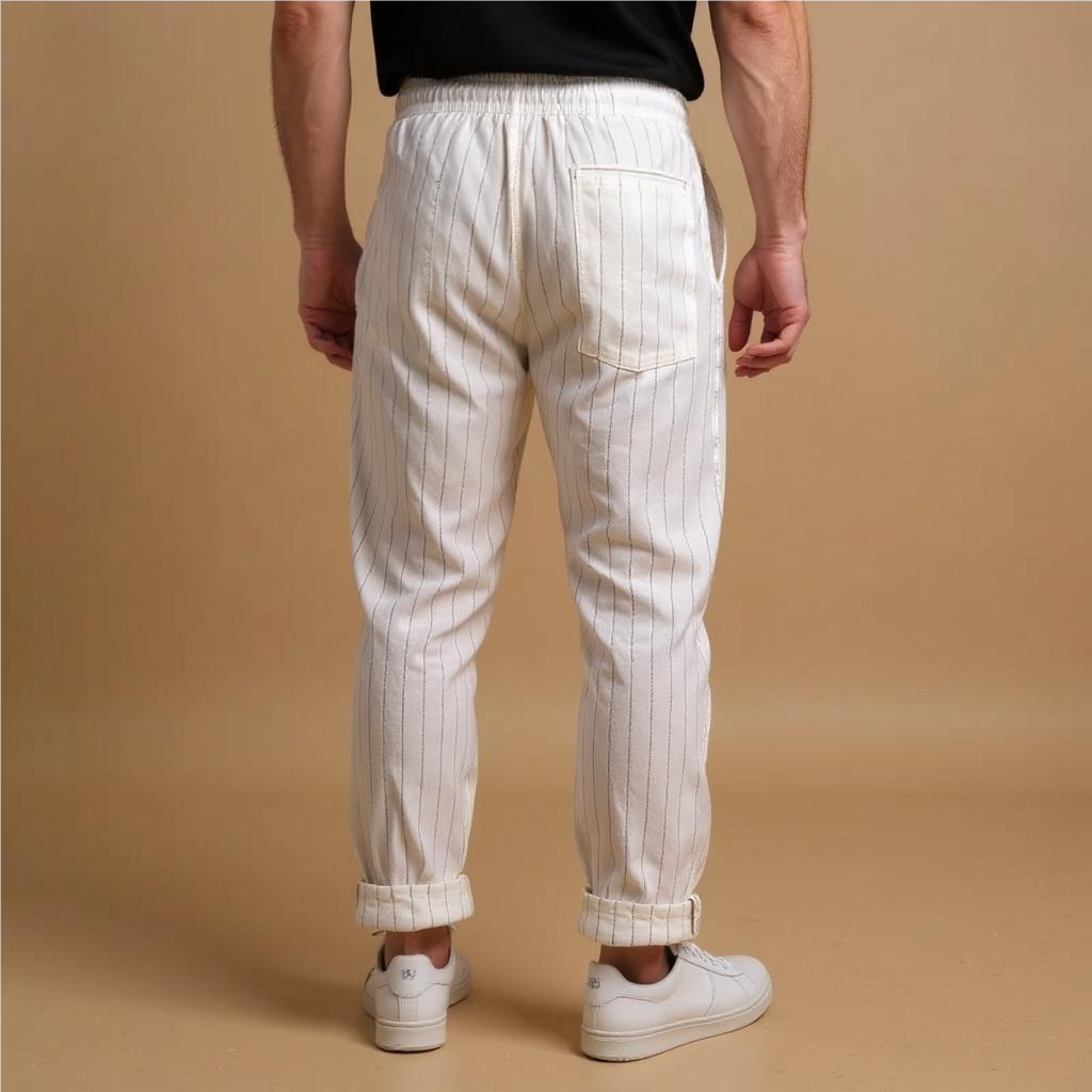 MASSIMO ENZO STRIPED LINEN PANT