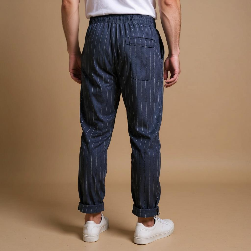 MASSIMO ENZO STRIPED LINEN PANT