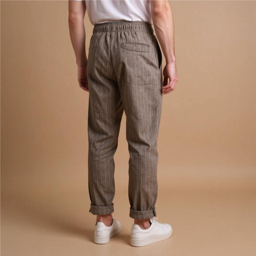 MASSIMO ENZO STRIPED LINEN PANT