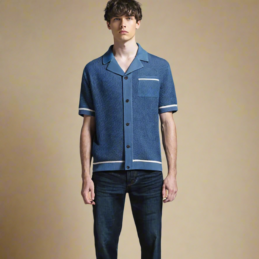 GIOVANNI ALESSIO MESH KNIT POLO SHIRT