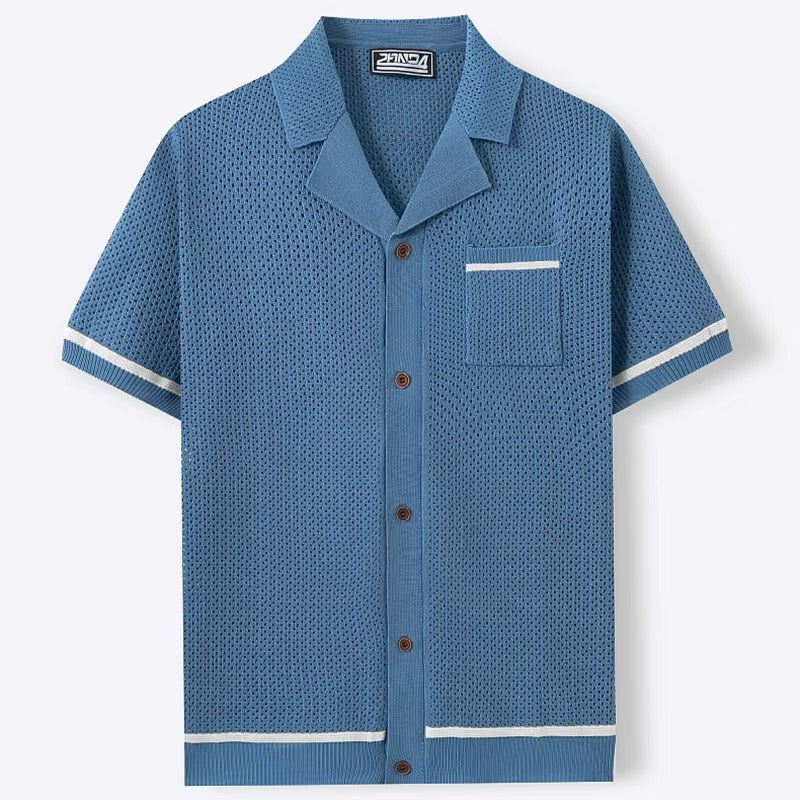 GIOVANNI ALESSIO MESH KNIT POLO SHIRT