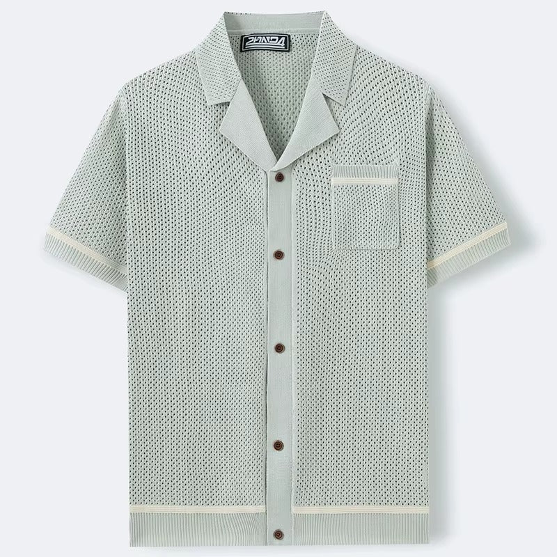 GIOVANNI ALESSIO MESH KNIT POLO SHIRT