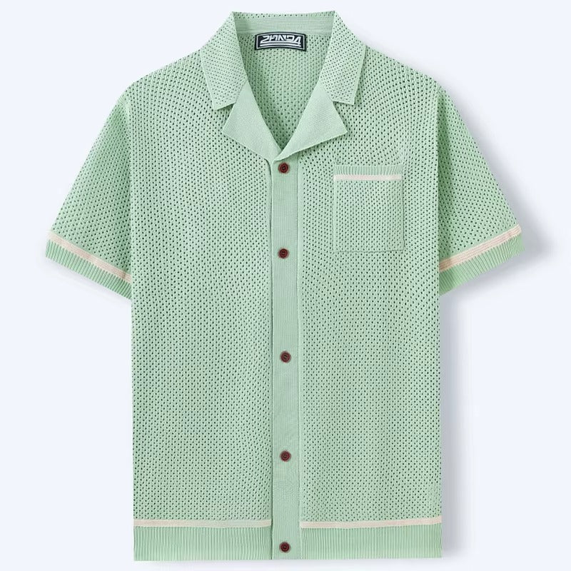 GIOVANNI ALESSIO MESH KNIT POLO SHIRT