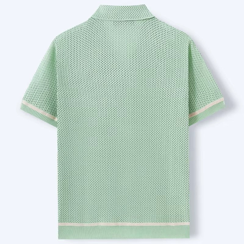 GIOVANNI ALESSIO MESH KNIT POLO SHIRT