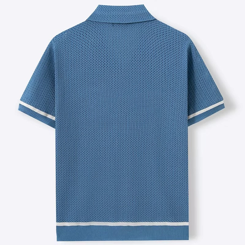 GIOVANNI ALESSIO MESH KNIT POLO SHIRT