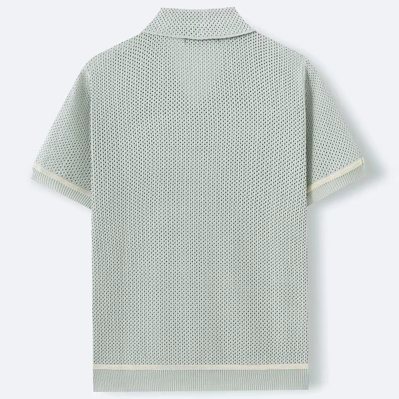 GIOVANNI ALESSIO MESH KNIT POLO SHIRT