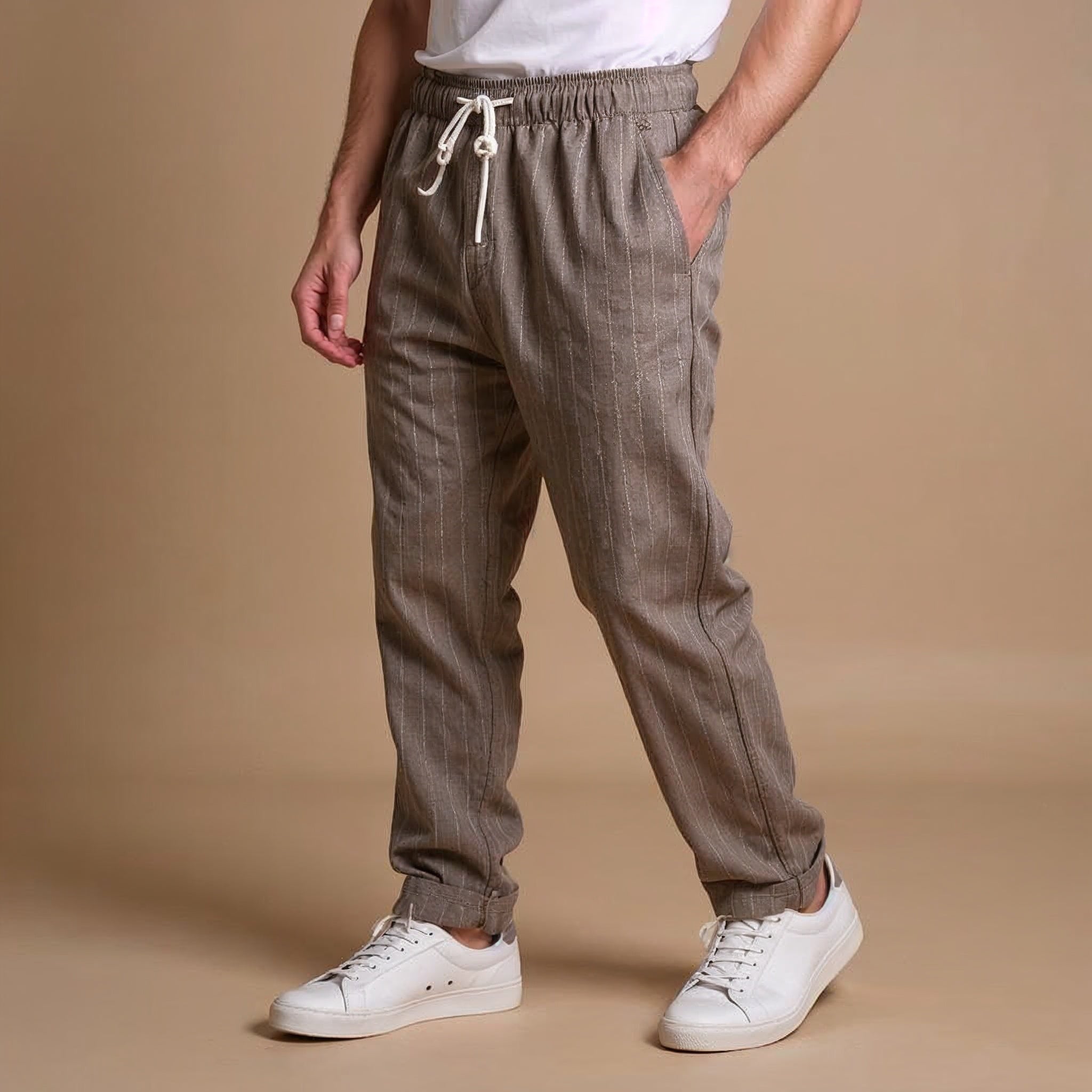 MASSIMO ENZO STRIPED LINEN PANT