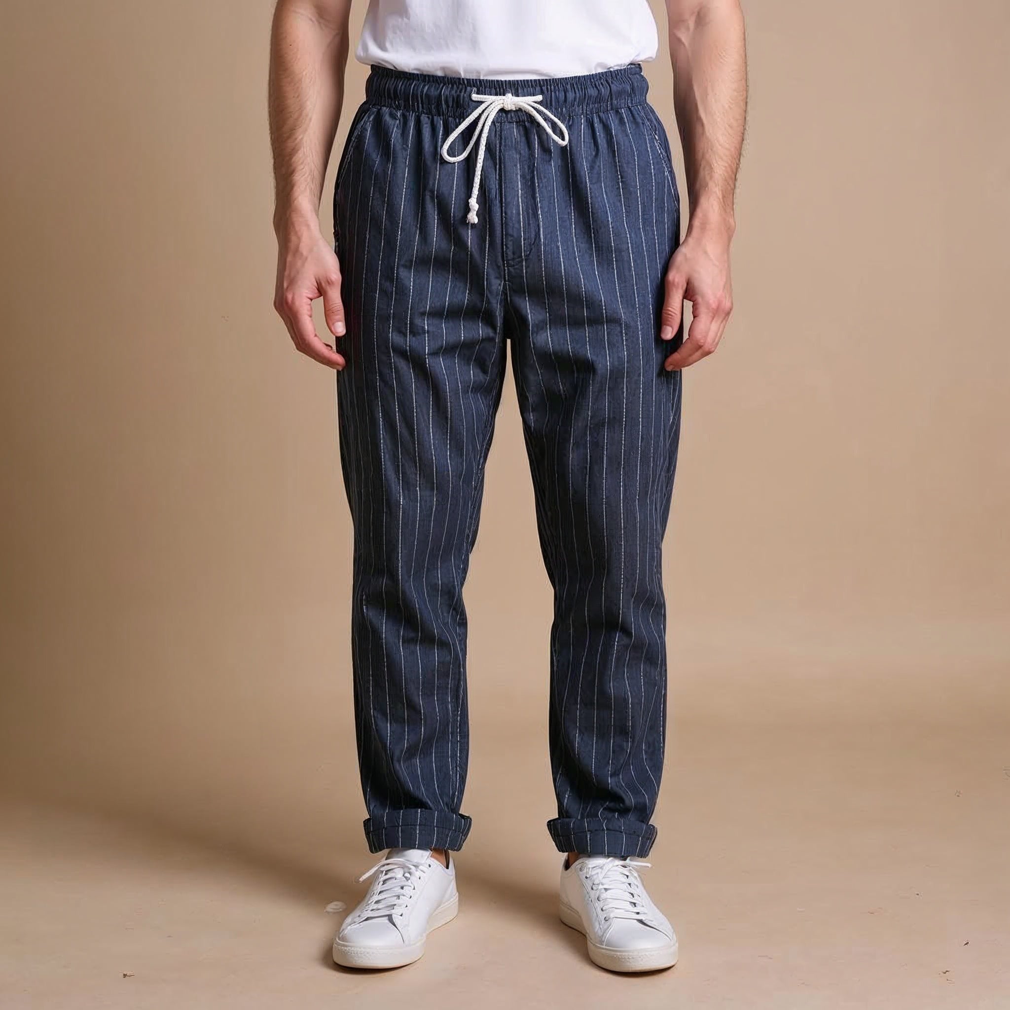 MASSIMO ENZO STRIPED LINEN PANT