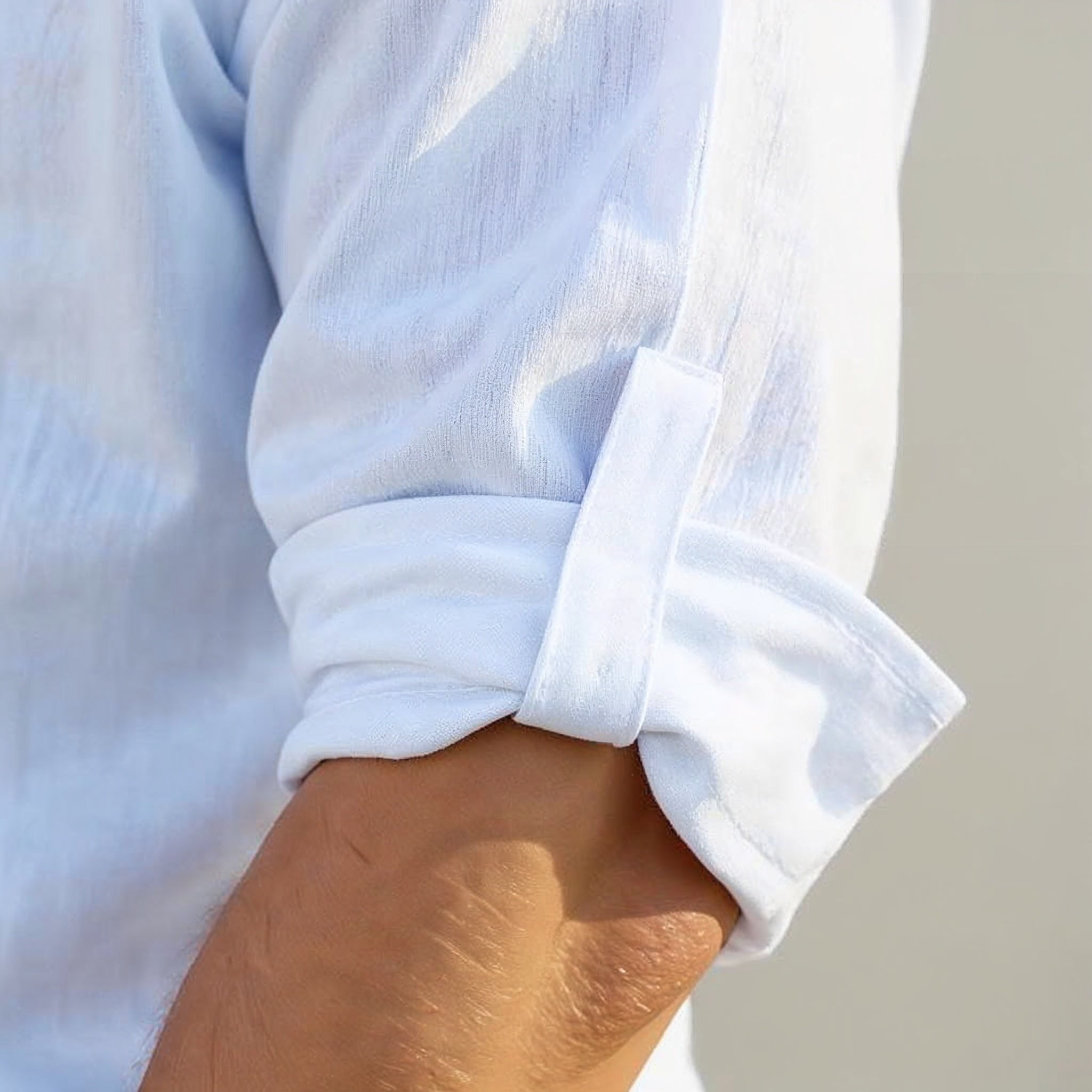 RAFFAELE DARIO LINEN MANDARIN SHIRT