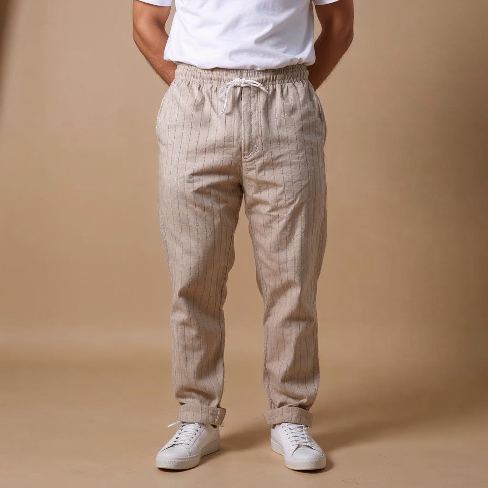 MASSIMO ENZO STRIPED LINEN PANT