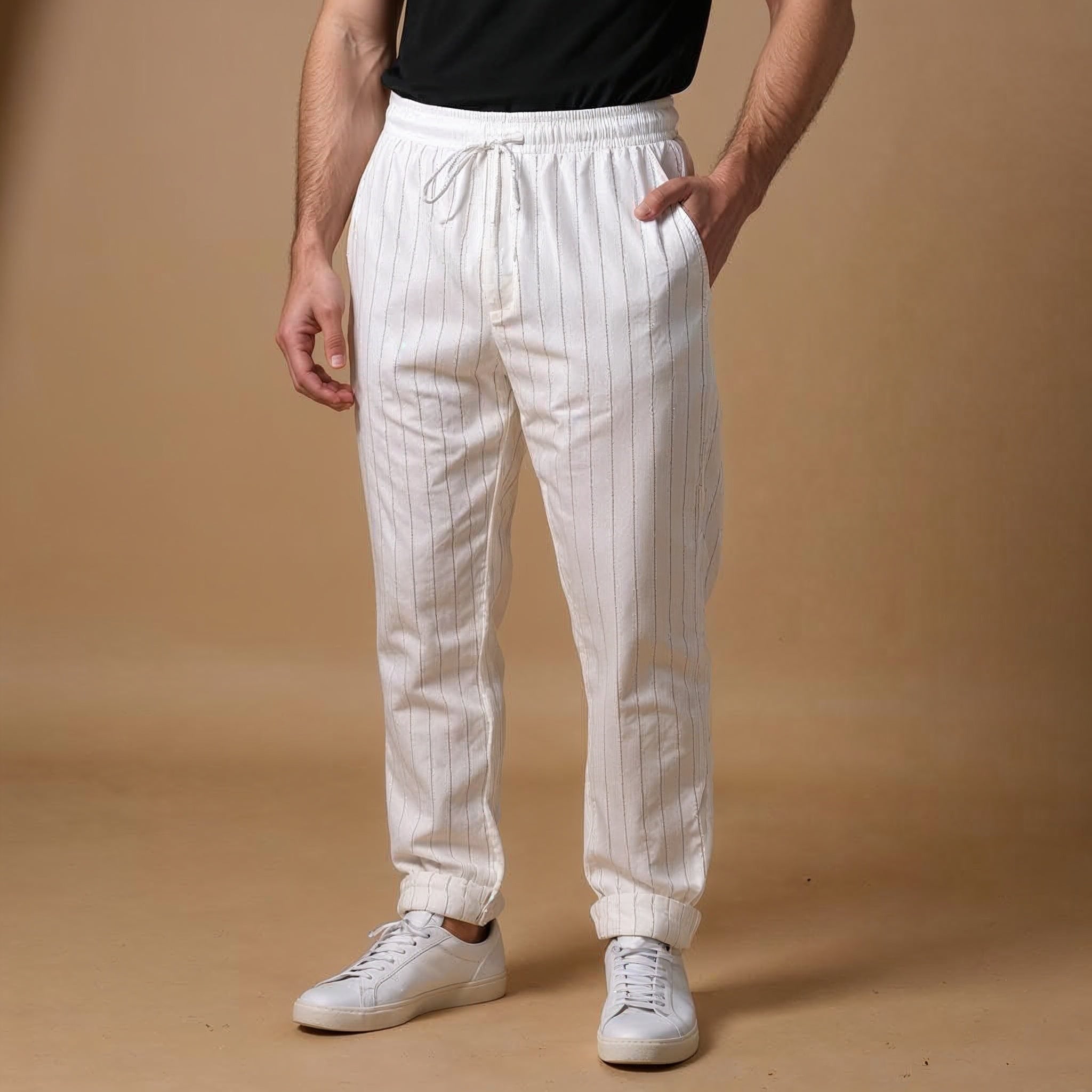 MASSIMO ENZO STRIPED LINEN PANT